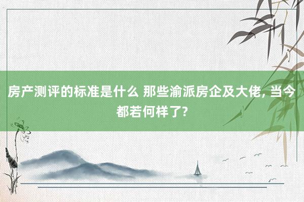 房产测评的标准是什么 那些渝派房企及大佬, 当今都若何样了?