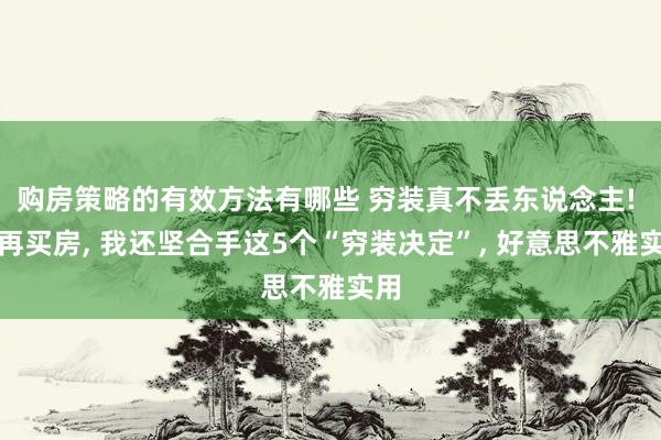 购房策略的有效方法有哪些 穷装真不丢东说念主! 若再买房, 我还坚合手这5个“穷装决定”, 好意思不雅实用